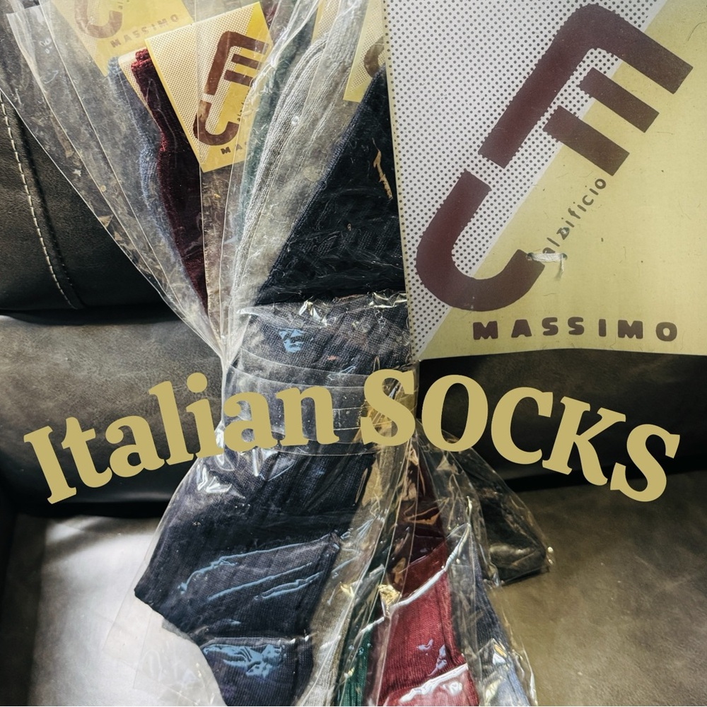 VTG NOS Italian Designer Socks Knee High Quality Multicolor Collection 6 pairs
